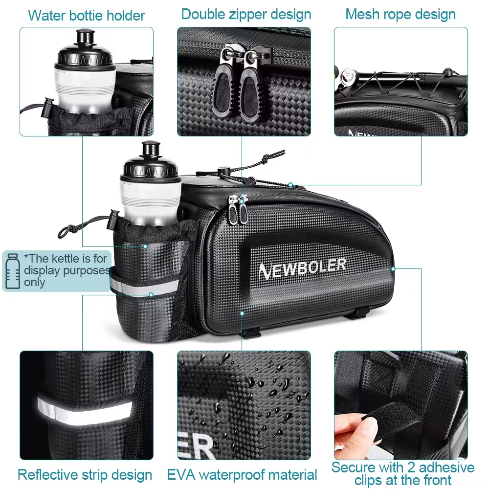 NEWBOLER sac de coffre de vélo à coque rigide sac à bandoulière