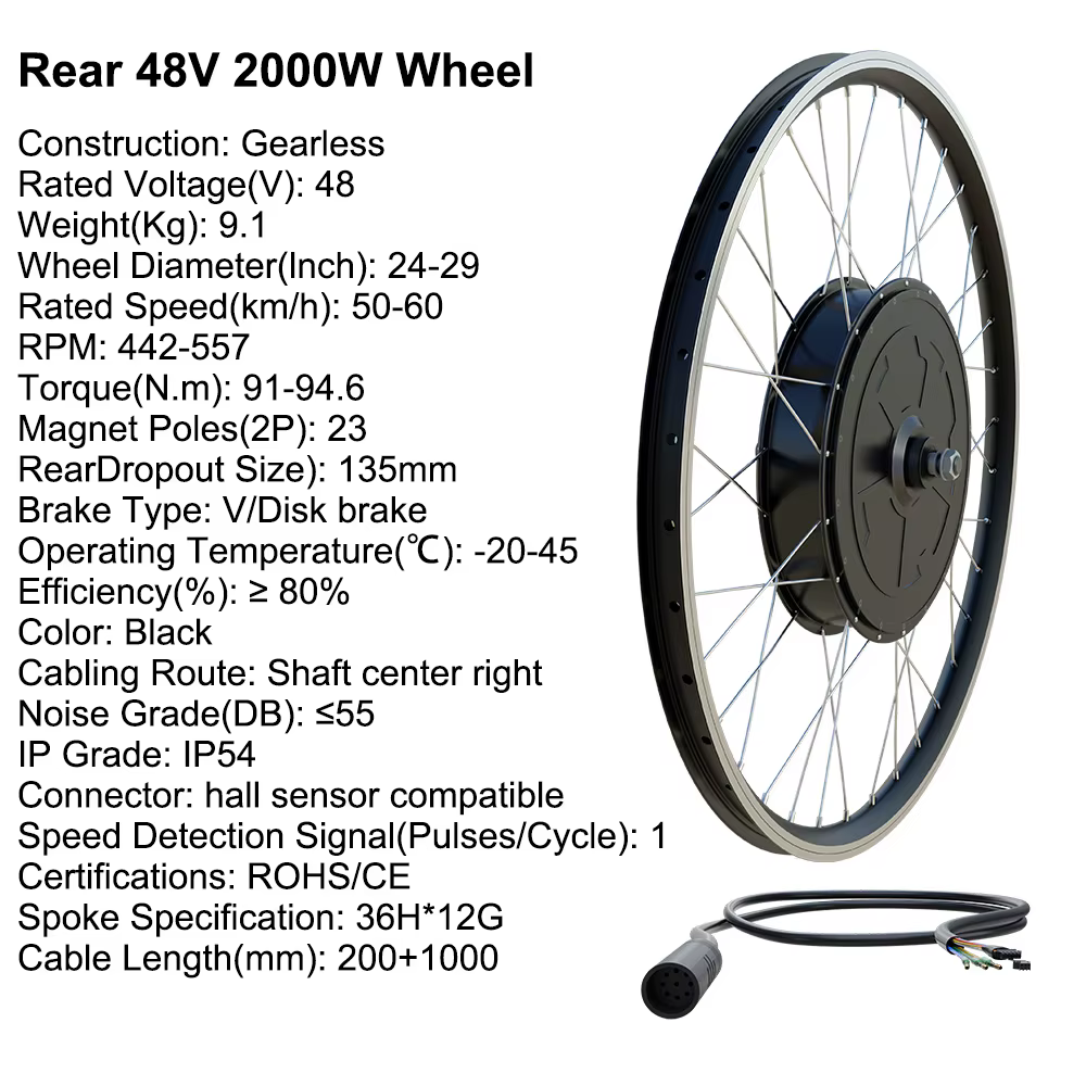 Kit de vélo électrique puissant 2000W 3000W avec moteur sans engrenage