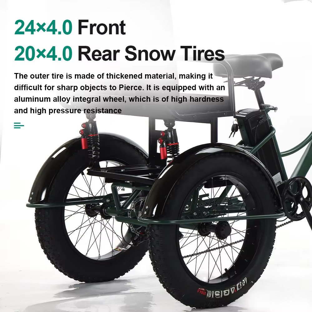 Tricycle électrique à pneus larges de 24 pouces