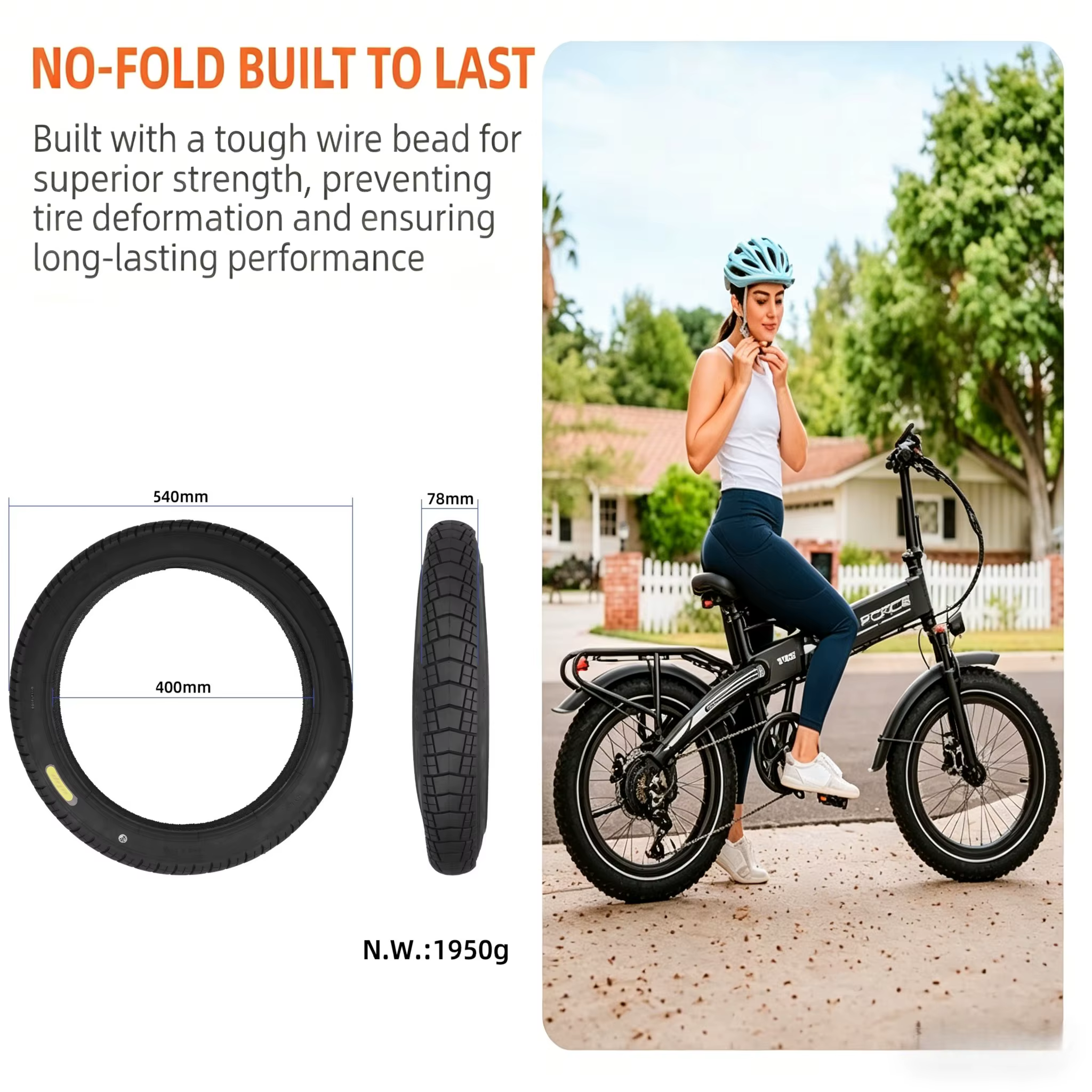 Pneu extérieur Ulip 20x3.0 pour vélo électrique et trottinette