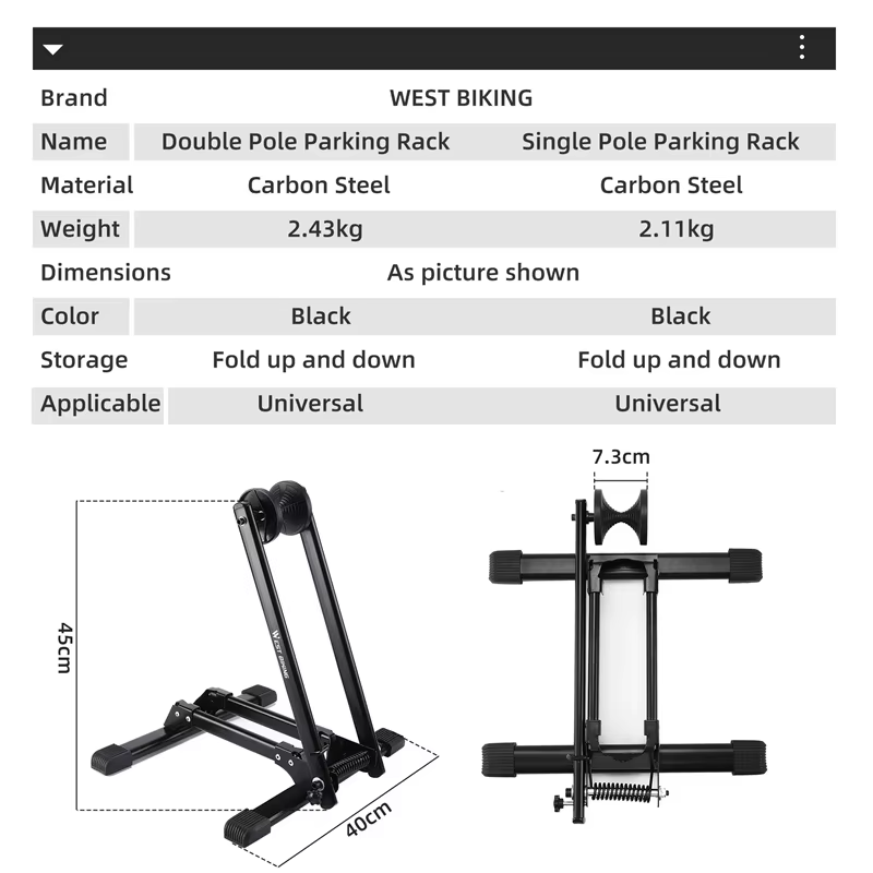 WEST BIKING-Supports de stationnement de vélo pliables