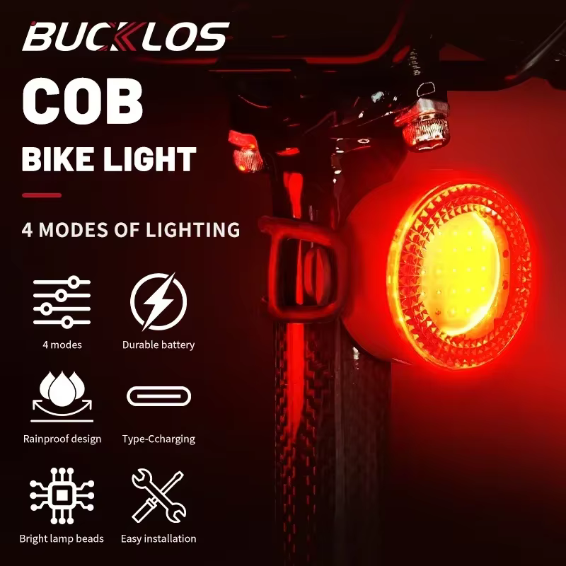 BUCKLOS feux de cyclisme COB phare de vélo feu arrière LED