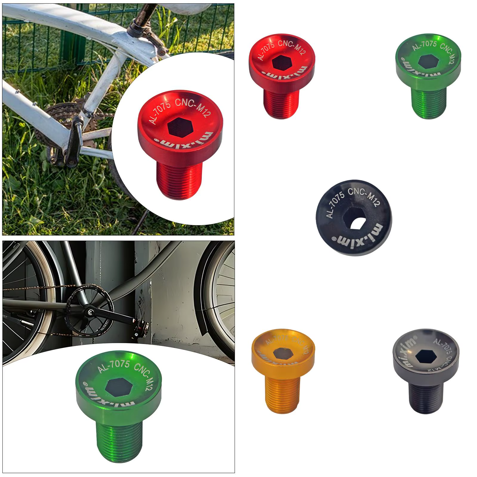 Boulon de manivelle de support inférieur de vélo M12, alliage d'aluminium résistant à la rouille pour accessoires de Modification de vélo et pièces de rechange
