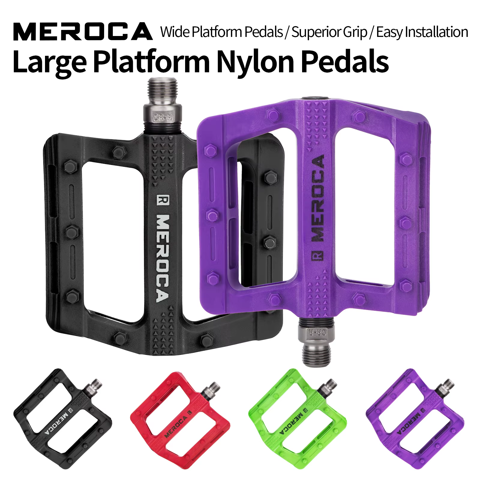 MEROCA pédale de vélo en Fiber de Nylon pédales de VTT antidérapantes élargies