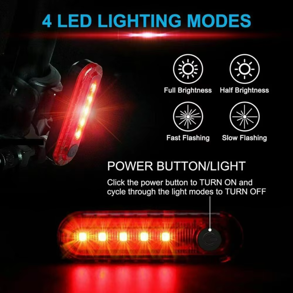 Feu arrière de vélo LED rechargeable par USB