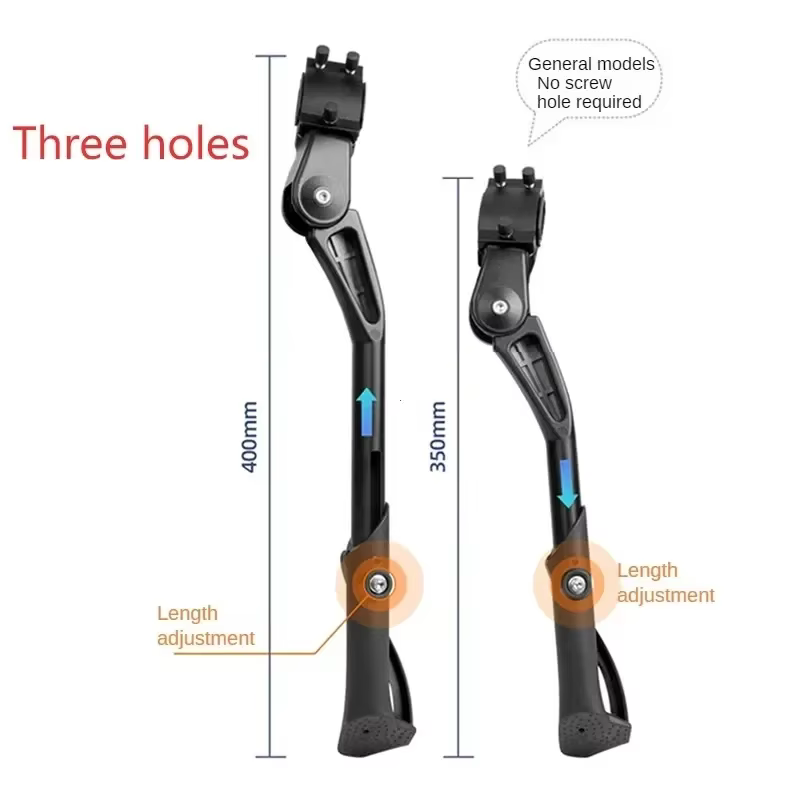 ‌ Béquille de vélo réglable en alliage d'aluminium pour VTT/vélos pliants/vélos électriques et véhicules tout-terrain