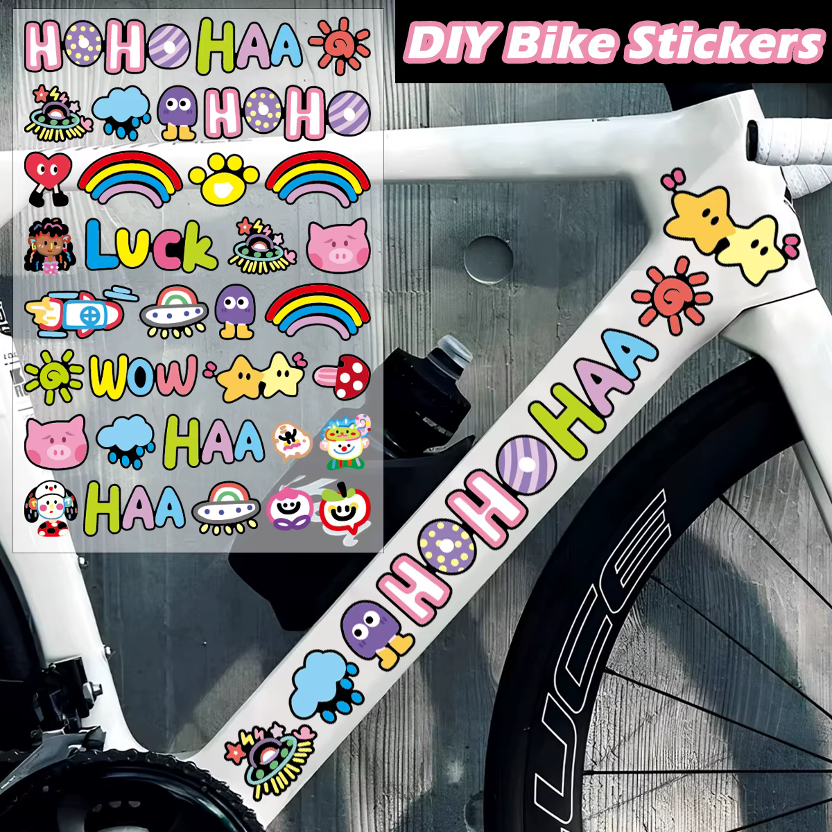Graffiti drôle bricolage vélo e-bike cadre autocollants réfléchissants ensemble corps