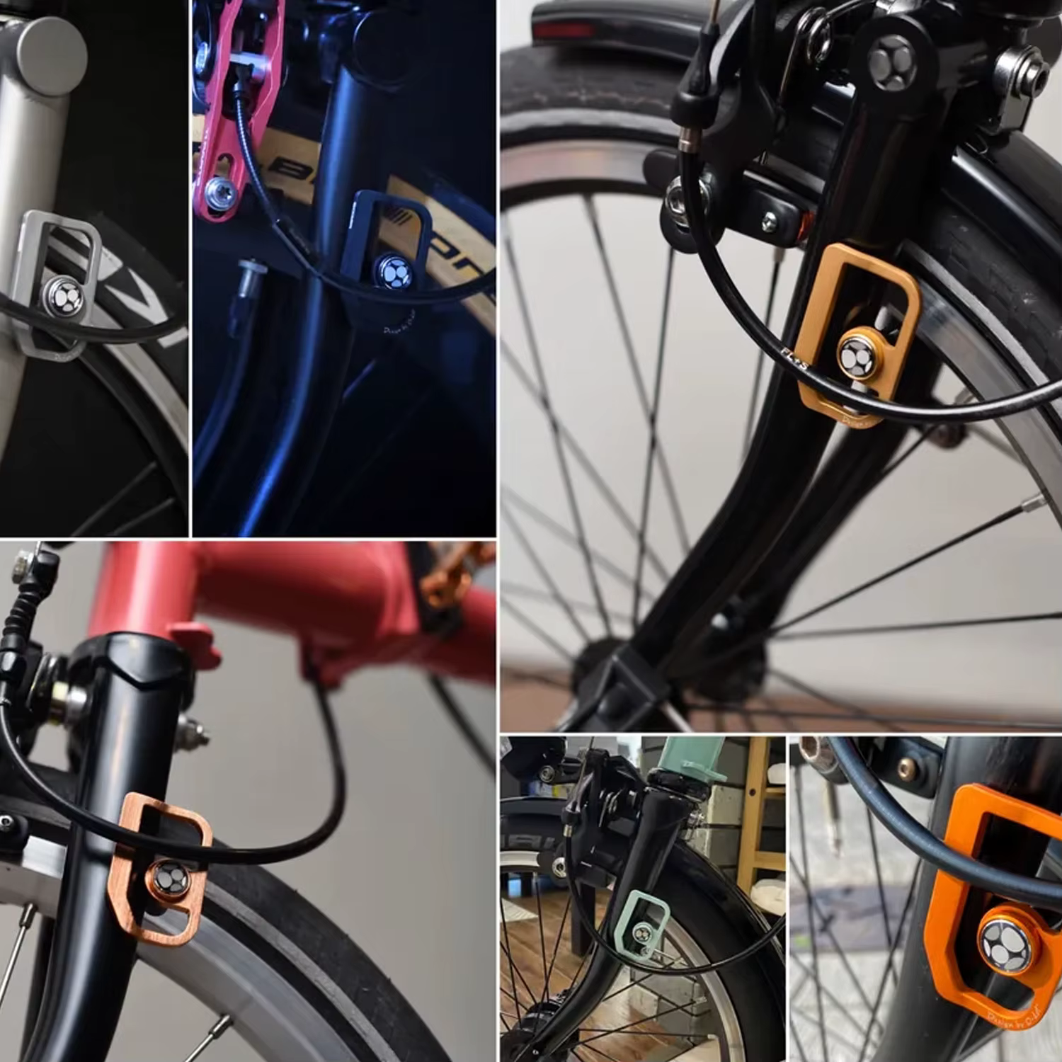 Convient aux vélos pliants Brompton colorés avec fourche avant en alliage d'aluminium sans boue et plaque de transmission.