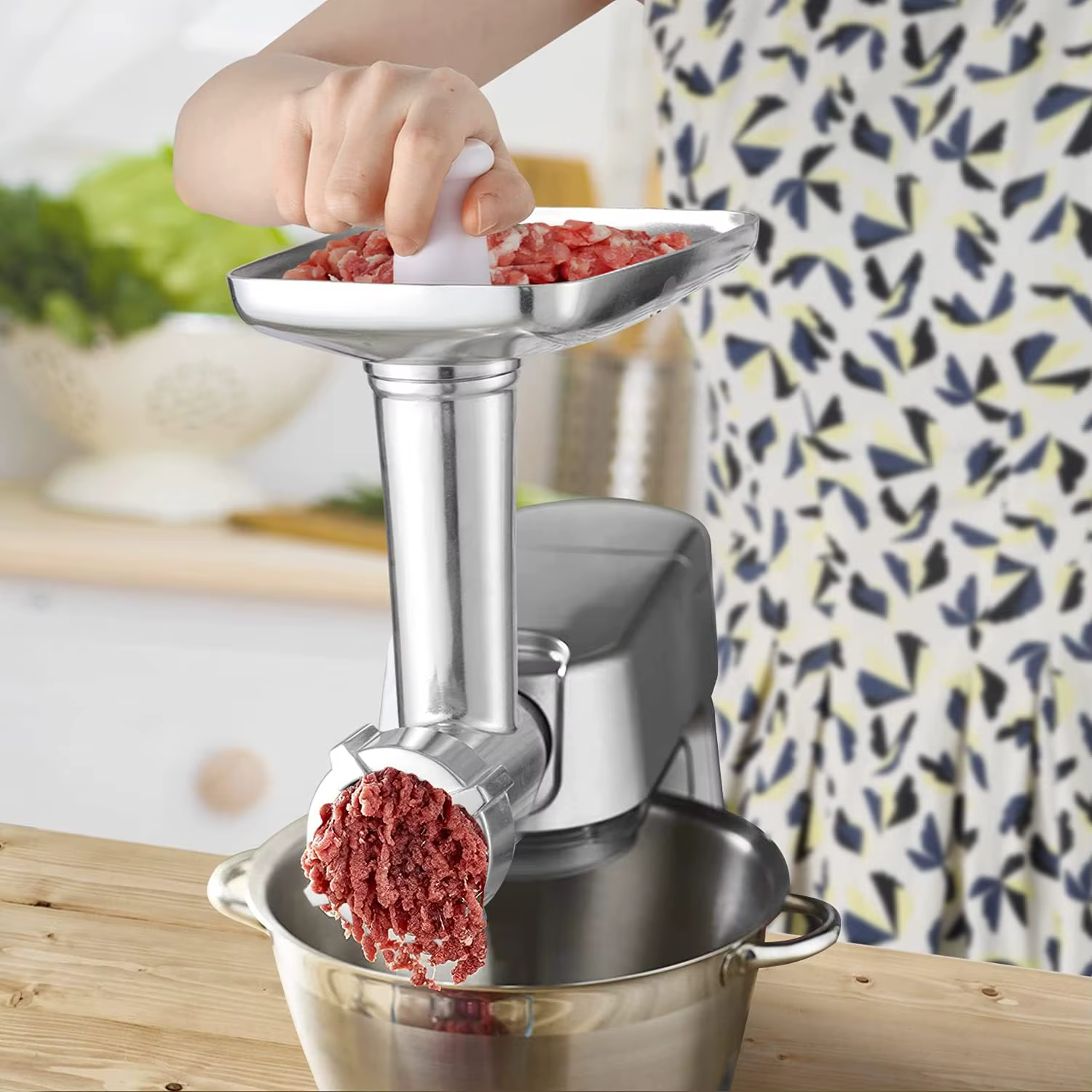Accessoire hachoir à viande pour robots culinaires Kenwood Chef, Chef XL, KVC, KVL et kMix, hachoir à viande, poussoir à saucisses