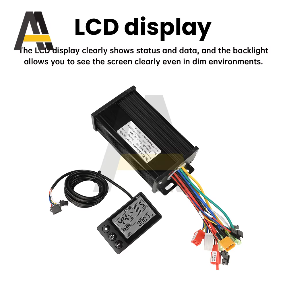 Contrôleur de moteur sans balais à onde sinusoïdale 36V 48V 30A 750W 1000W 1500W pour vélo électrique + Kit d'affichage
