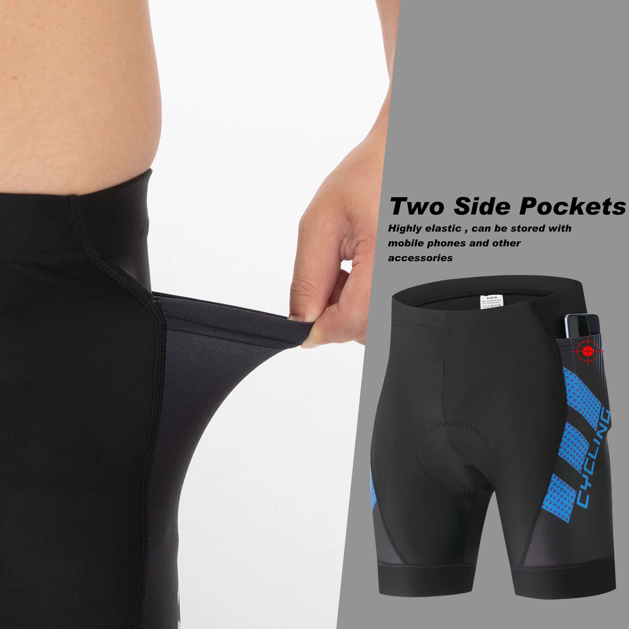 Shorts de cyclisme pour hommes avec poche arrière