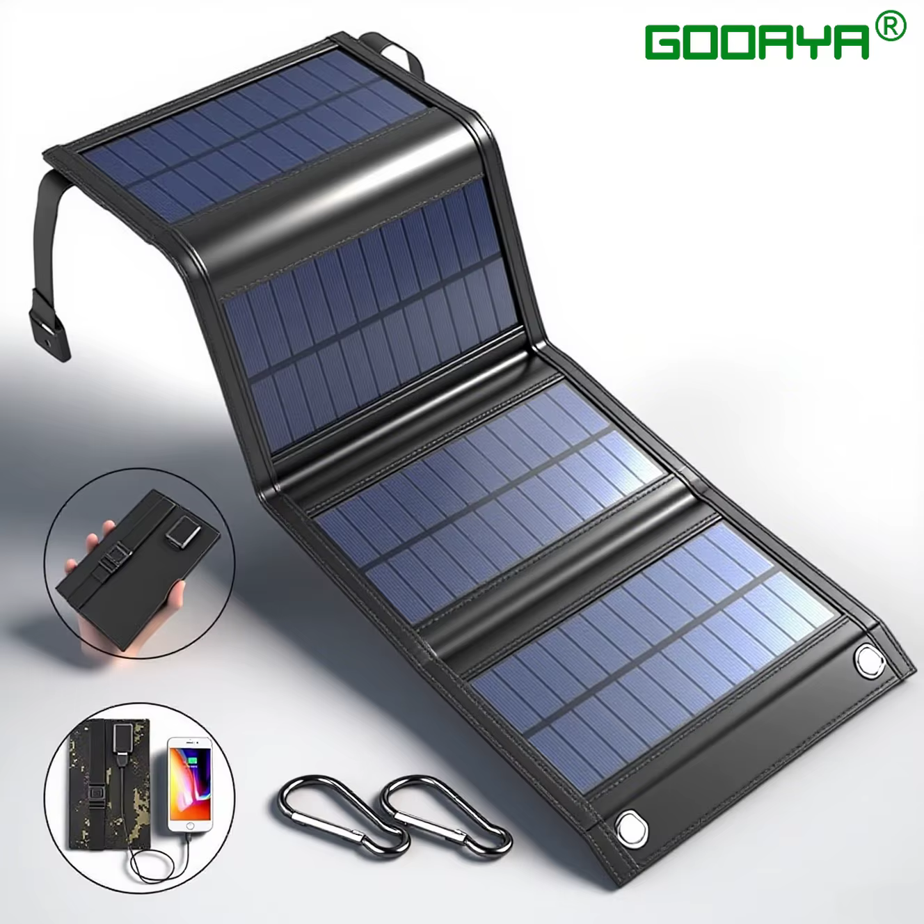 4 fois 100 W panneau solaire pliable 20 w/h panneaux solaires portables chargeur rapide USB 5 V DC