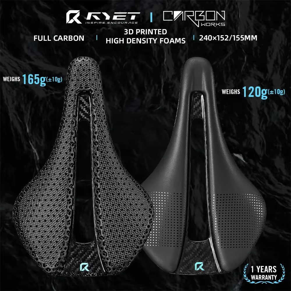 RYET 3D imprimé 155mm selle de vélo entièrement en carbone 7x9 ultraléger 120g siège