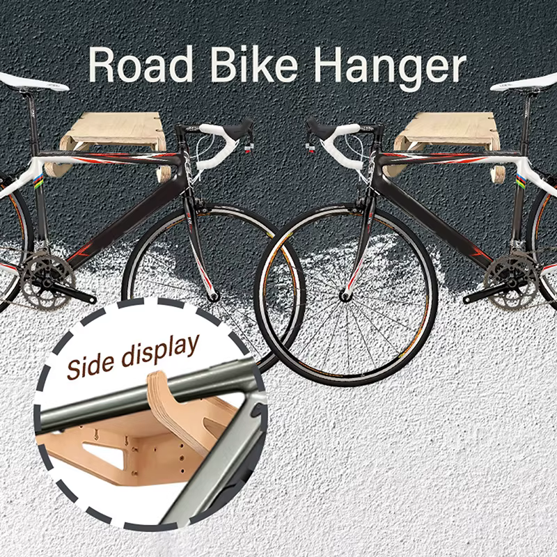 Nouveau support mural pour vélo, support de rangement pour vélo en bois pour intérieur, crochet amovible, étagère, support de présentation, organisateur, économiseur d'espace
