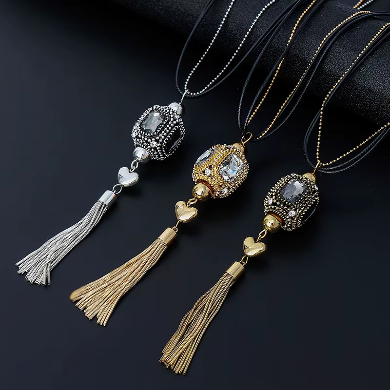 Accessoires populaires pour femmes, pampilles en alliage pour colliers rétro simples, longues chaînes pour pulls