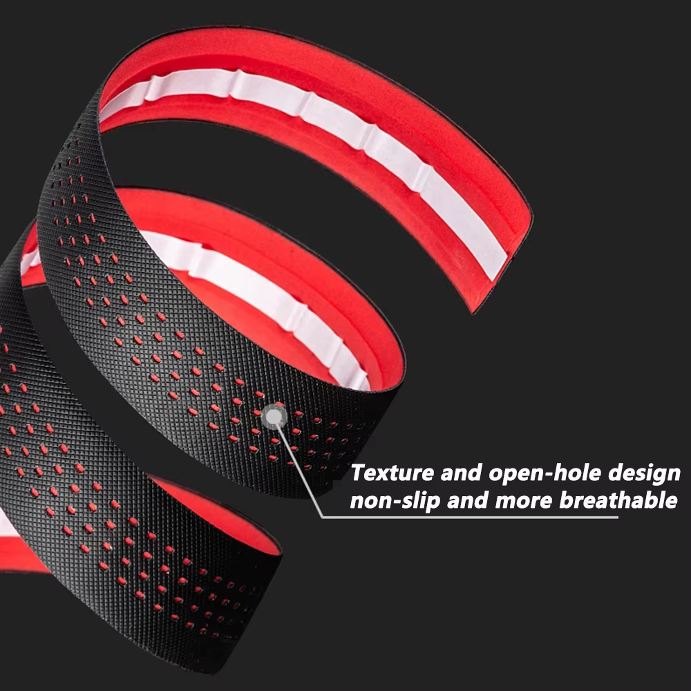 1 paire de bandes de guidon respirantes perforées bande de barre de vélo de route antidérapante EVA/PU