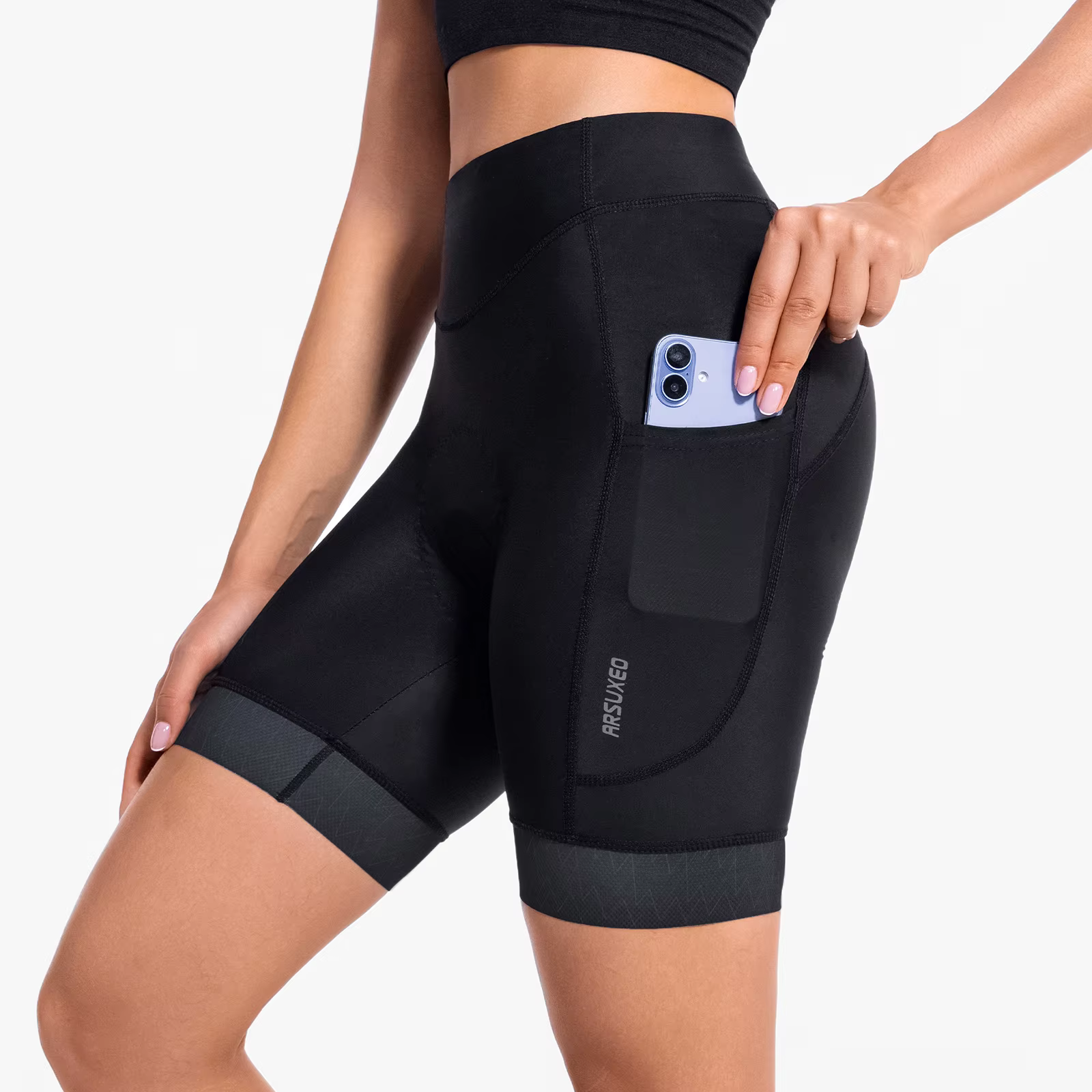 ARSUXEO Short de vélo rembourré pour femme