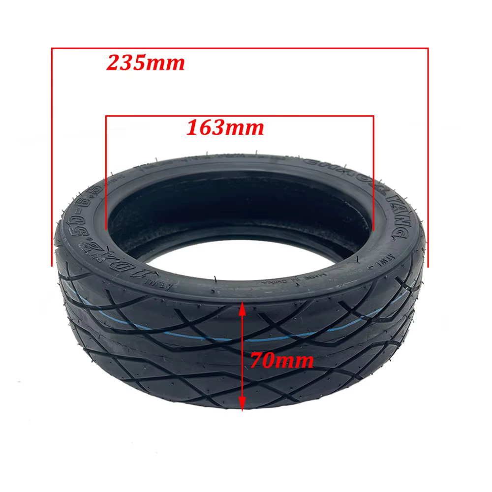 Pneu Tubeless 10x2.50-6.5 avec Valve pour Scooter électrique de 10 pouces