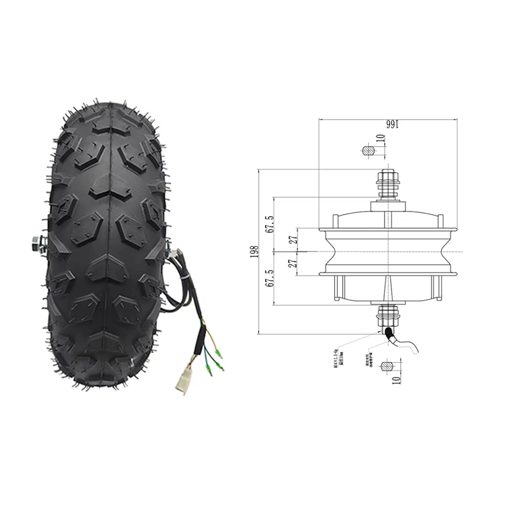 Moteur de brouette électrique tout Terrain 24V 36V 48V 350W 500W