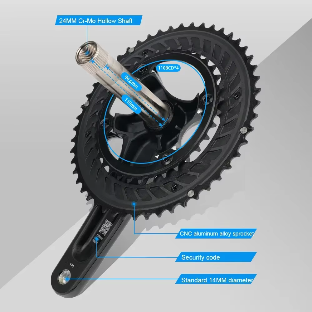 RIRO RACER R9 pédalier de vélo de route Hollowtech conception intégrée 170mm 110BCD 34-50T/39-53T doubles plateaux pour des rigides supérieures
