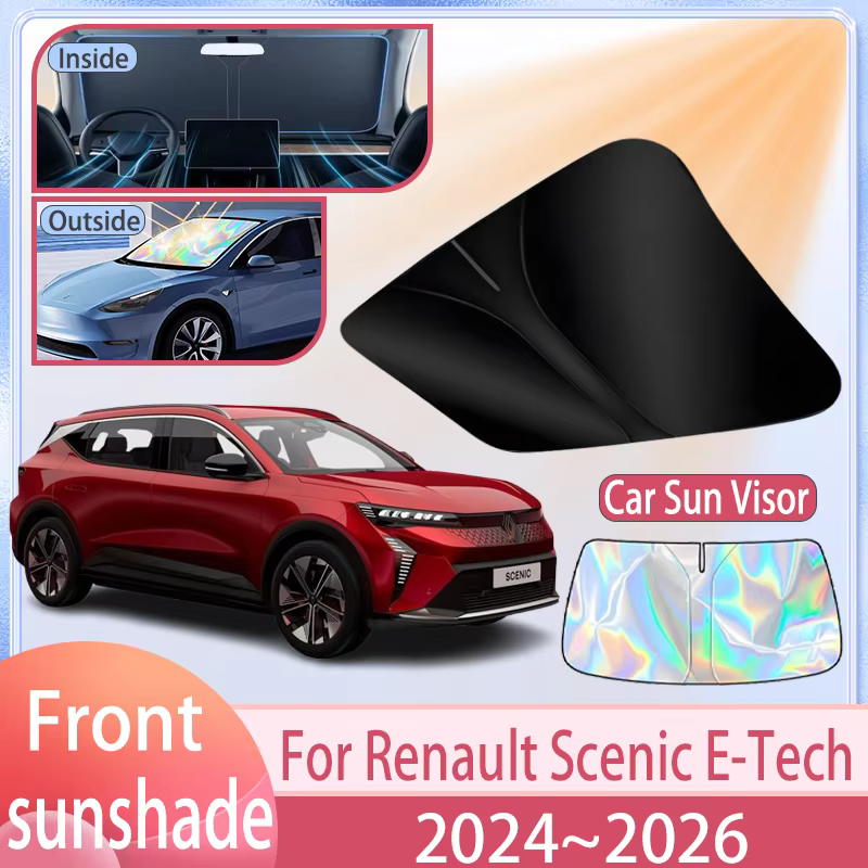 Pare-soleil de voiture pour Renault Scenic e-tech 2024 2025 2026, couverture de pare-brise avant, accessoires de Protection Anti UV