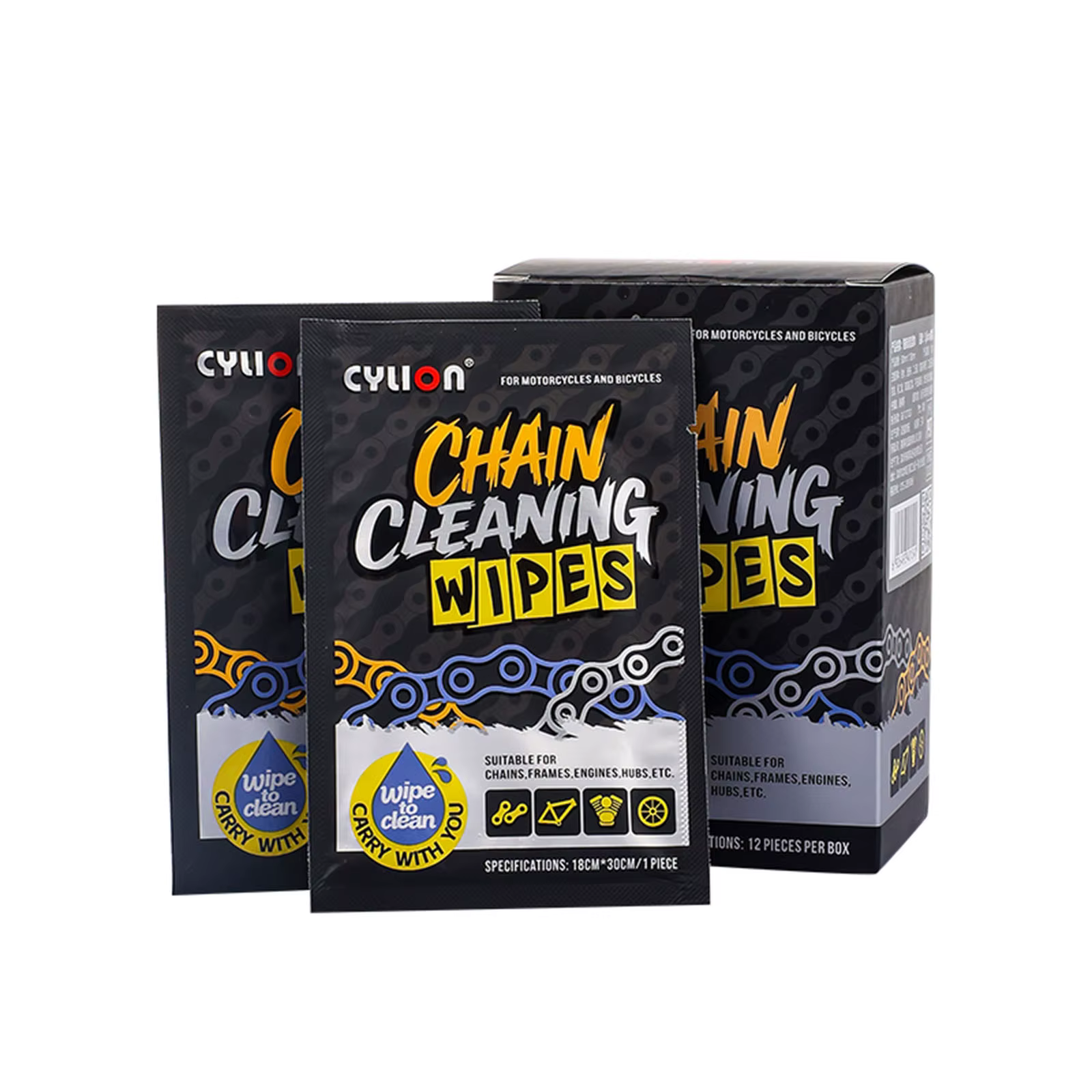 Lingettes de nettoyage de chaîne de vélo réutilisables