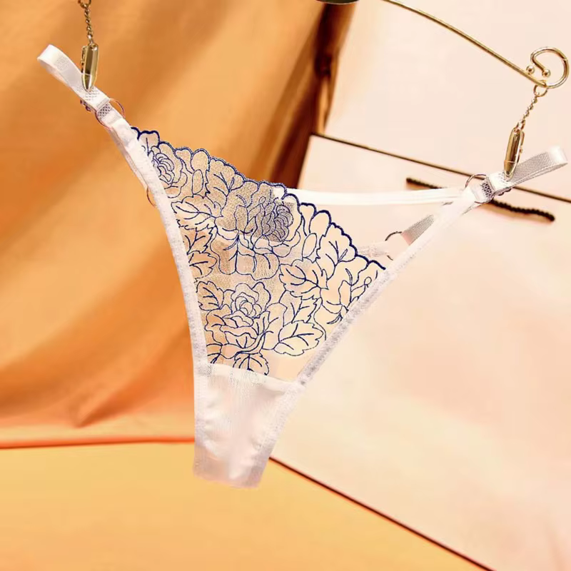 Culottes pour femmes avec taille évidée et broderie exquise, ceinture ajustable, culottes en coton pour femmes, sous-vêtements confortables