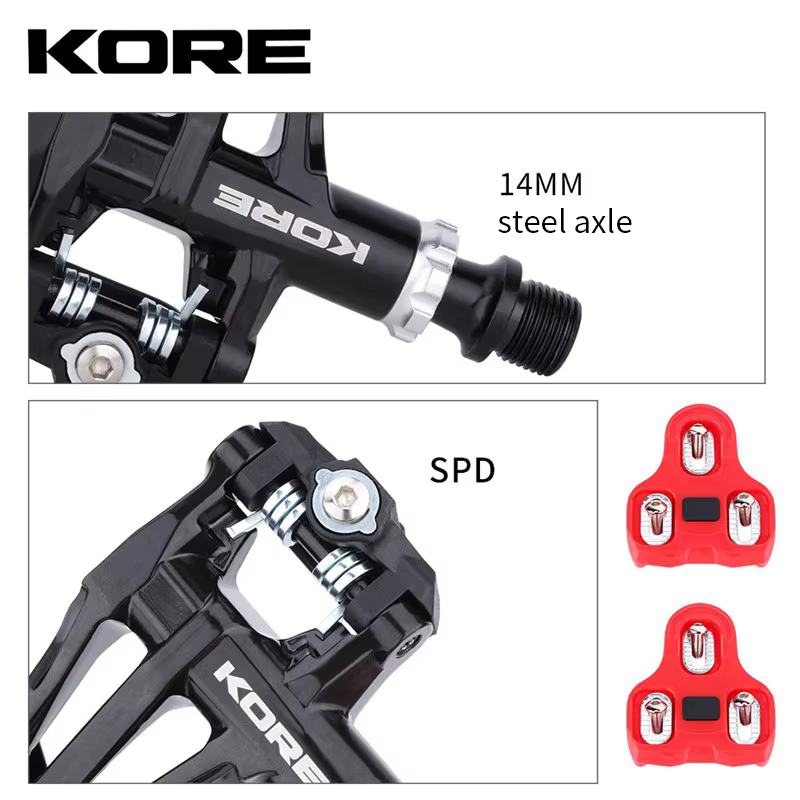 Pédales de vélo de route KORE avec système de blocage