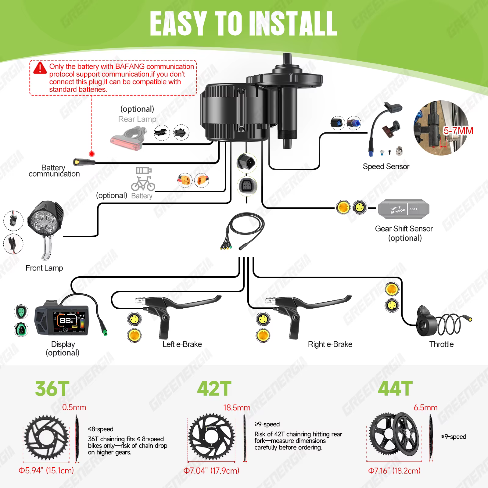 Bafang CAN 750W moteur d'entraînement central Kit de Conversion de vélo électrique BBS02B BBS02