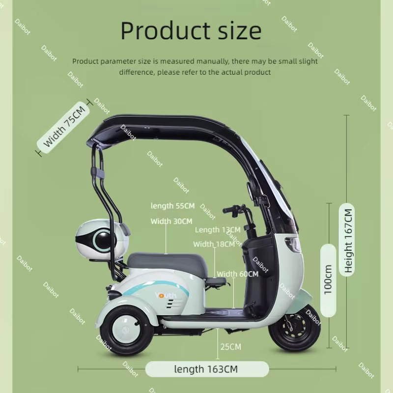 Tricycle électrique avec hangar 3 lieux pour passagers