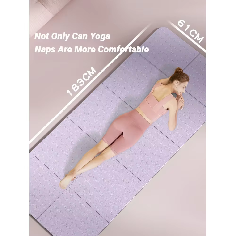 Tapis de yoga pliable, silencieux, écologique, pliable, pour voyage, fitness, exercices, double face, antidérapant, pour pilates et entraînements au sol, danse
