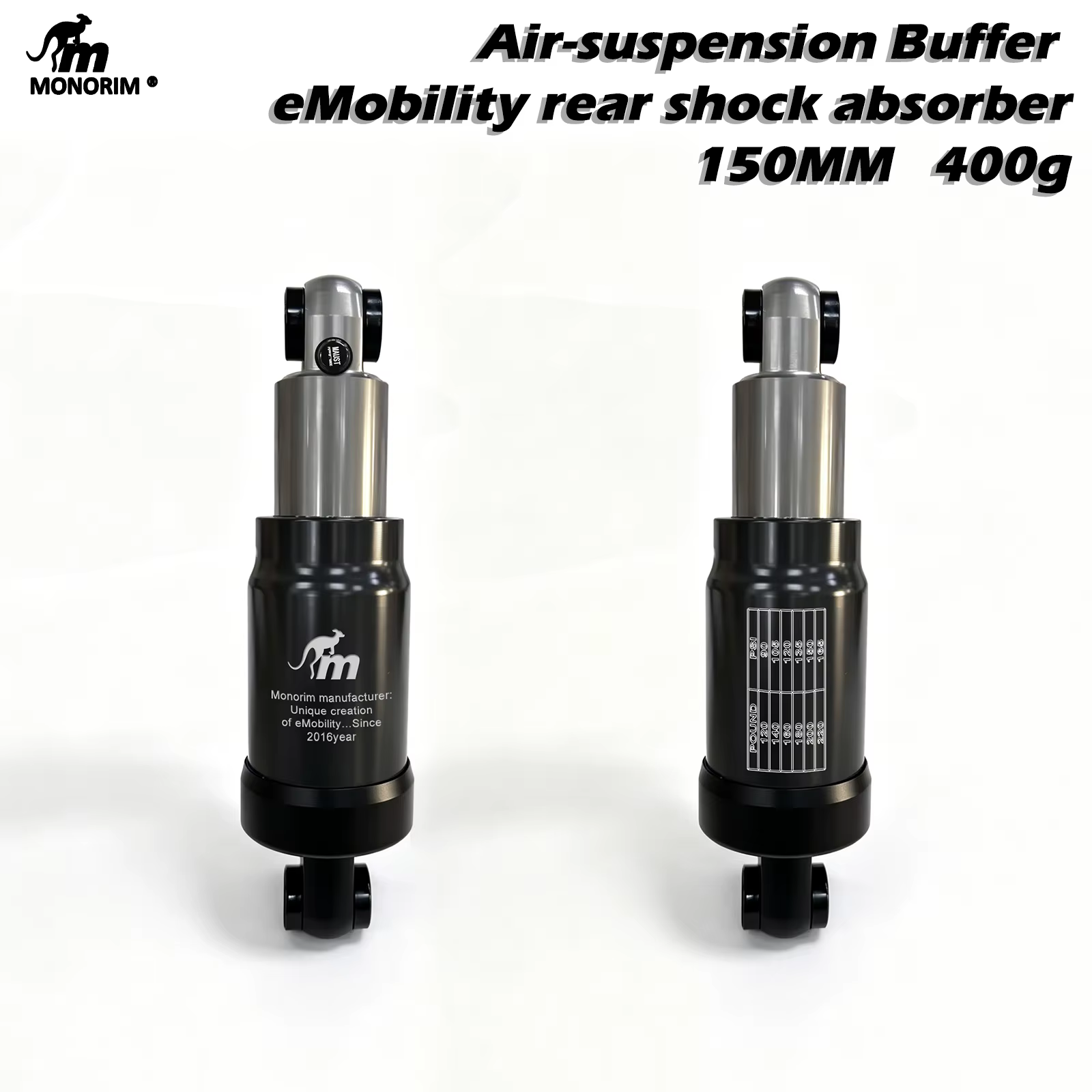 Amortisseur arrière à suspension pneumatique Monorim MZR3 Pro pour trottinette électrique Segway ZT3 Pro - Accessoires
