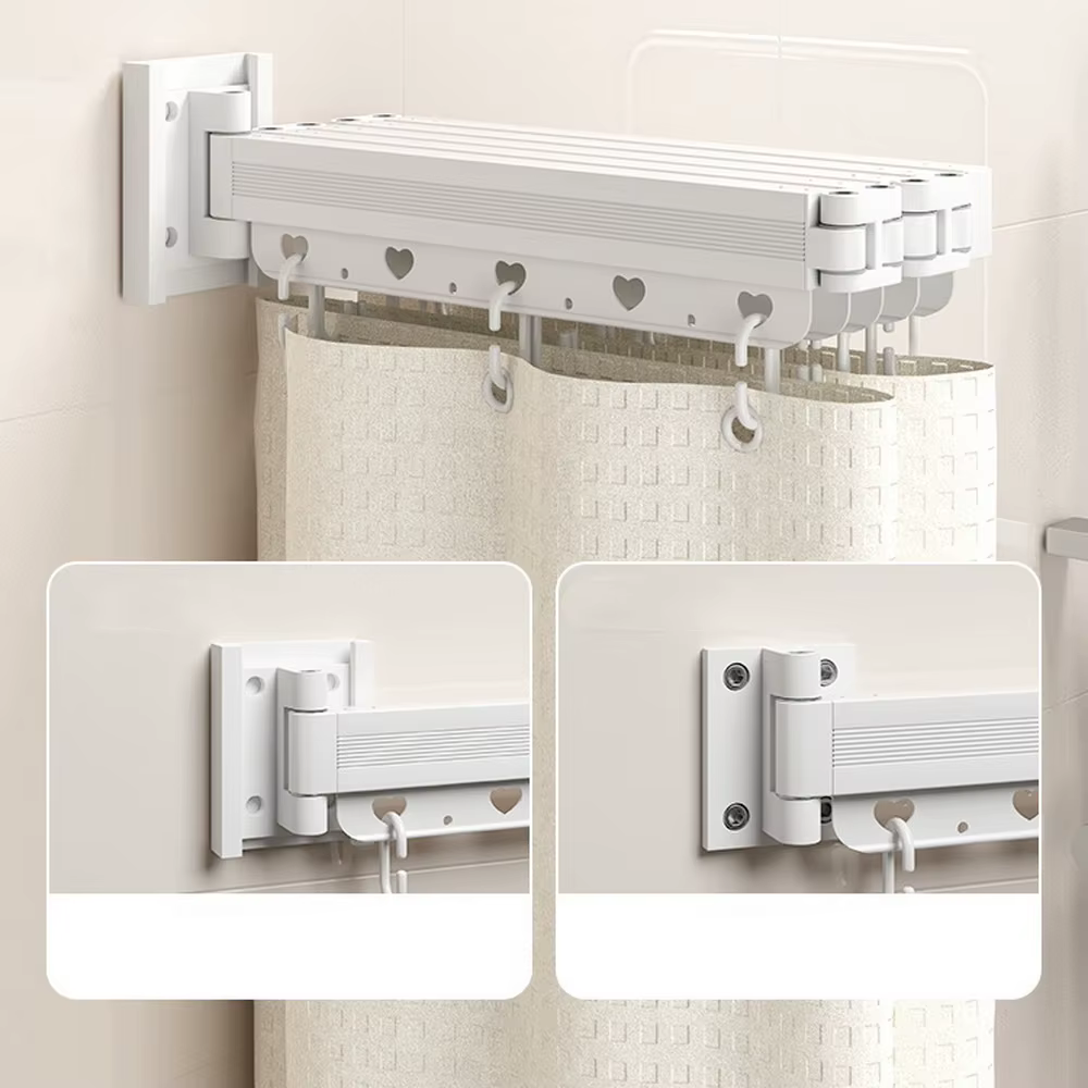 Rideau de douche à tige pliante, cloison Invisible, salle de bain, étanche, anti-moisissure, balcon D, rétractable, sans rideau