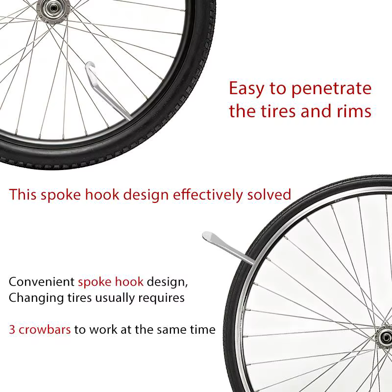 Lot de 3/6 leviers de pneu de vélo en acier inoxydable, outil de démontage de roue pour VTT et vélo de route, levier de démontage de pneu de vélo, outil de réparation