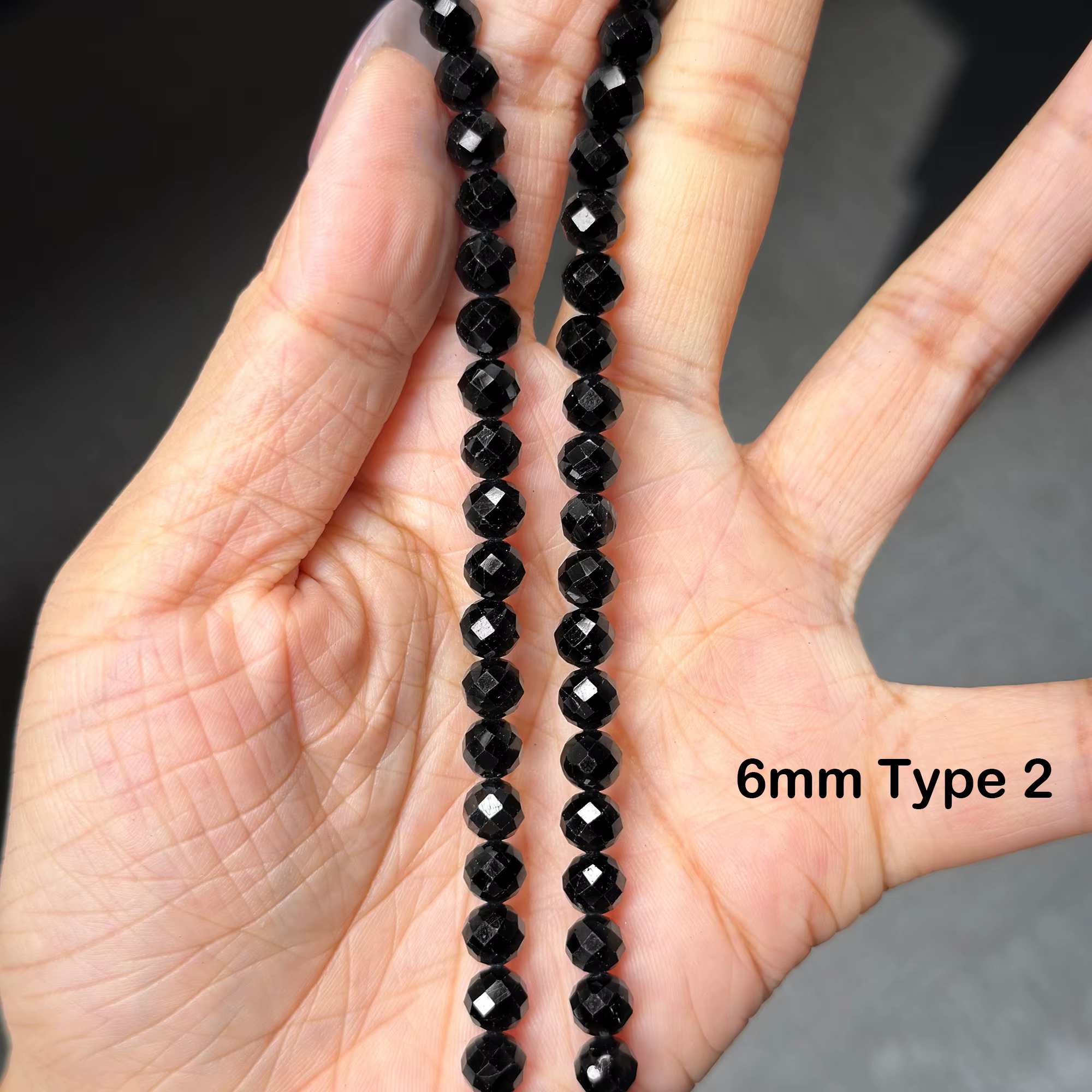 Tourmaline noire naturelle, 2mm 3mm 4mm 6mm, perles rondes à facettes en vrac pour la fabrication de bijoux, Bracelets et colliers, vente en gros