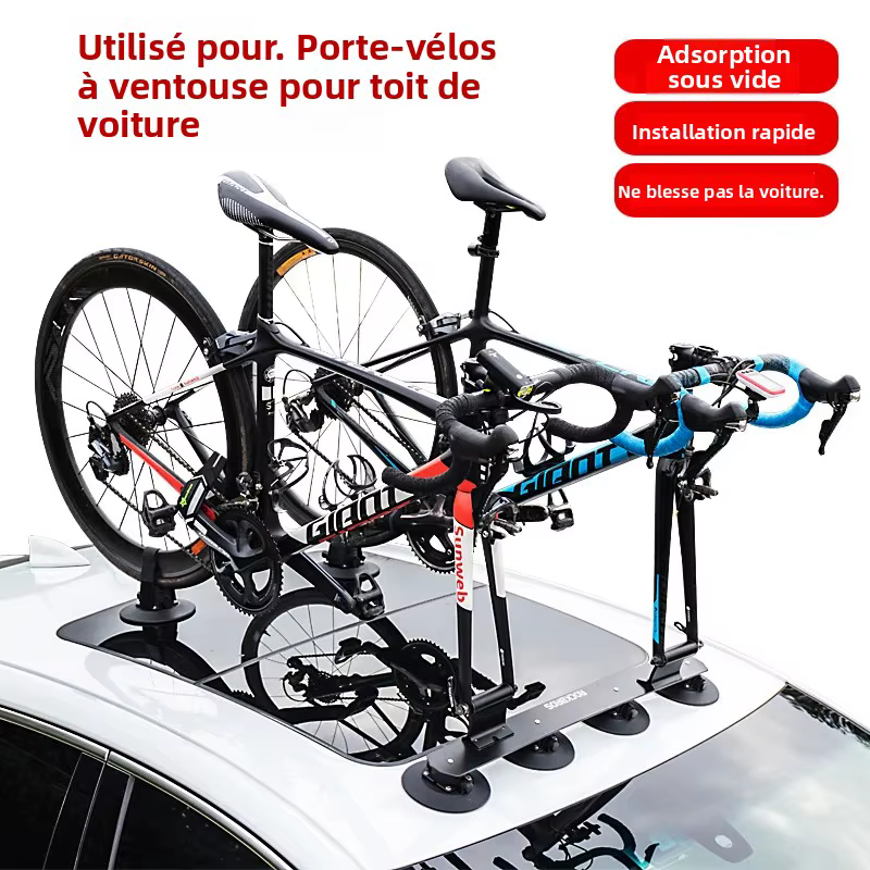 Support à ventouse Rockbros avec pompe pour porte-vélos de toit