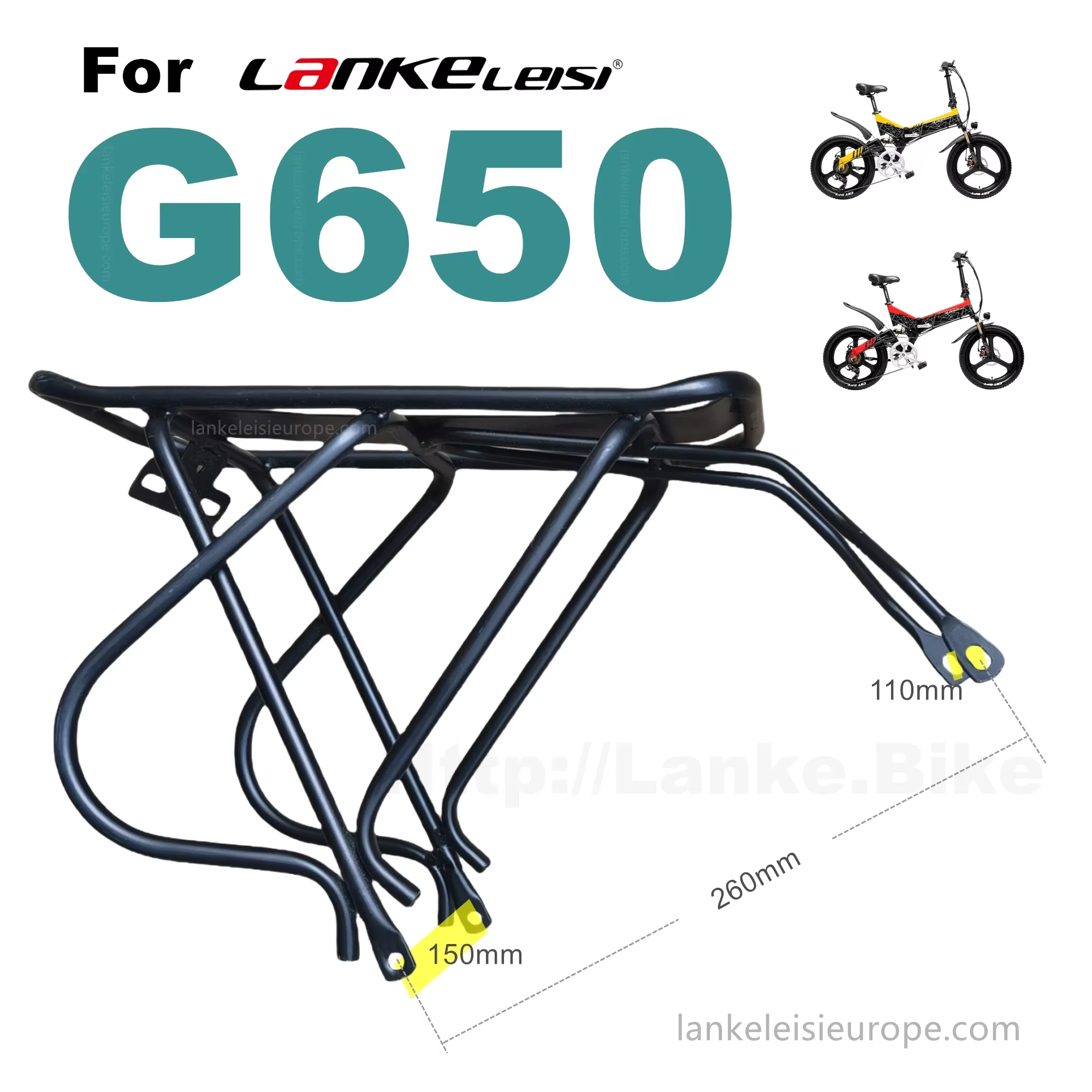 Porte-bagages arrière pour vélo électrique Lankeleisi RV800 Plus / X2000Plus/X3000Plus/XC4000/XT750Plus/MG740Plus/MG600