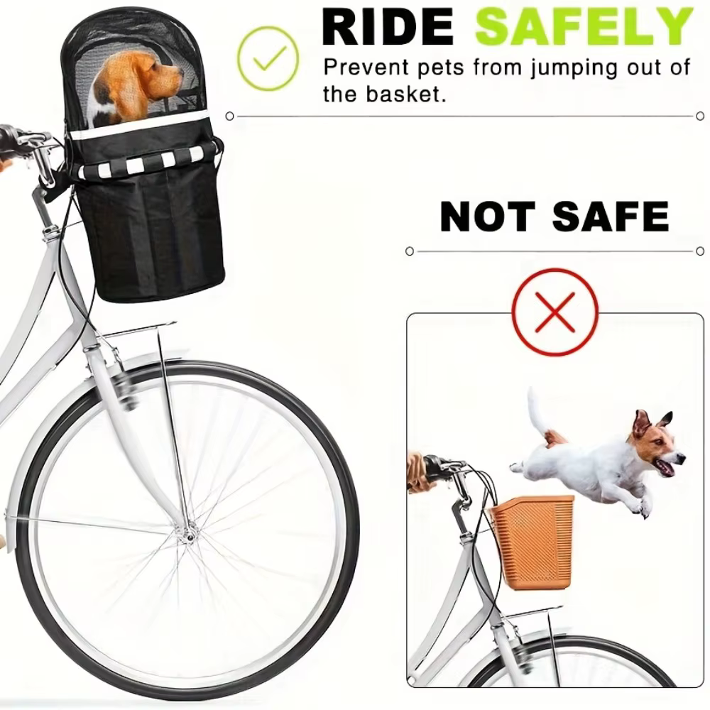 Housse de panier de vélo amovible, ouverture complète de fermeture éclair, couverture de panier de vélo pour chien et animal de compagnie, facile à mettre et à sortir, filet respirant pour panier