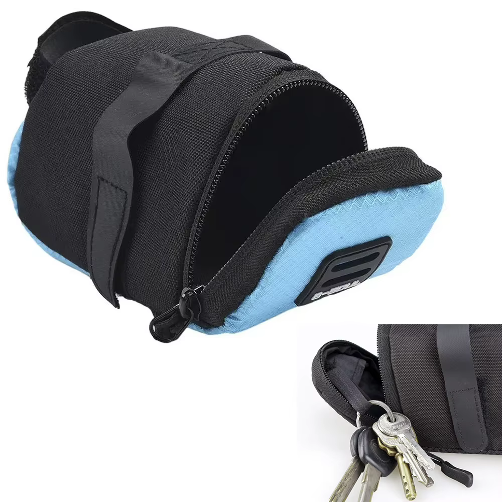 Sac de rangement de selle de vélo Portable sous le siège, pochette arrière de siège de vélo vtt, sac de tige de selle 15x7x7cm, accessoires noir rouge bleu