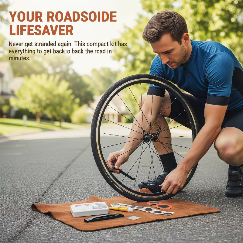 Kit de réparation de pneus de vélo avec patchs en caoutchouc