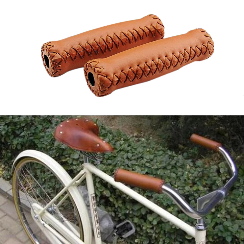 Housse en cuir artificiel VTT poignées de vélo Vintage