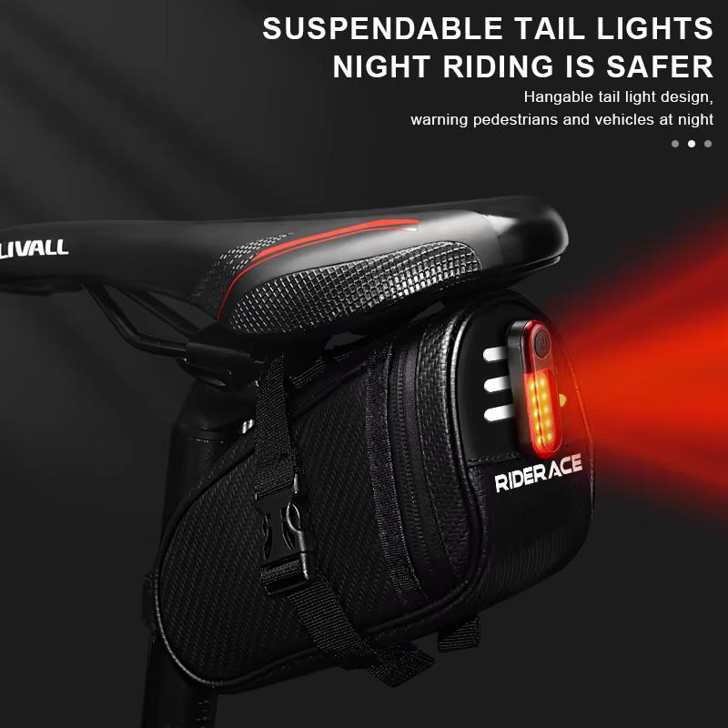 RIDERACE sac de selle de vélo petit rangement étanche noir réfléchissant pour vtt route VTT siège arrière outil pochette sac