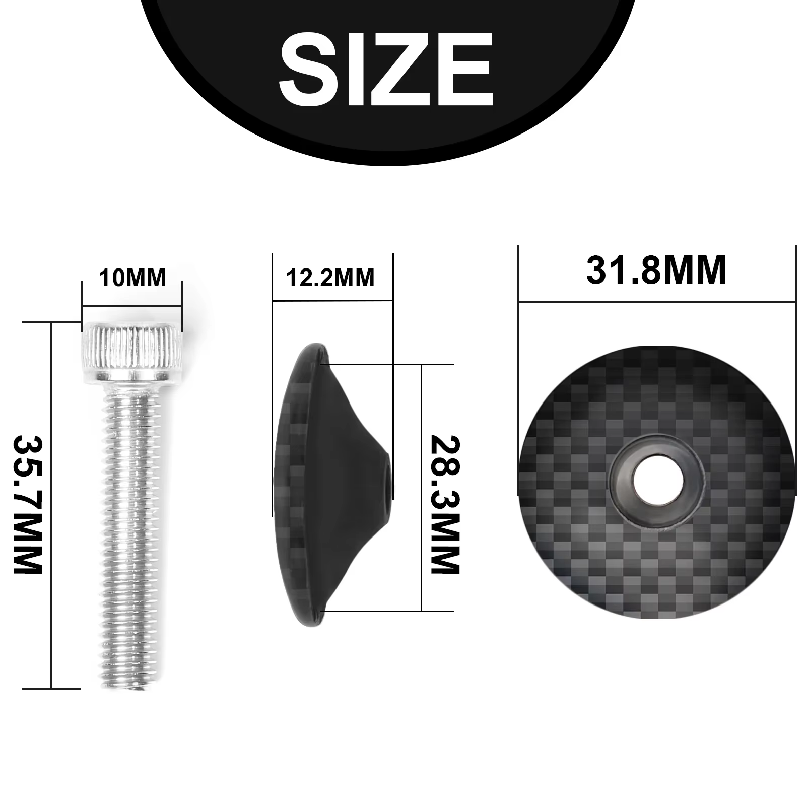 BUCKLOS – bouchon d'extension de casque de vélo en Fiber de carbone, capuchon supérieur avec boulon, ultraléger, pour fourche de route et vtt