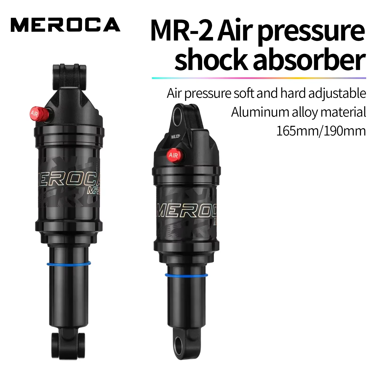 MEROCA amortisseur arrière de vélo 125mm/150mm/165mm/190mm longueur pression d'air réglable VTT