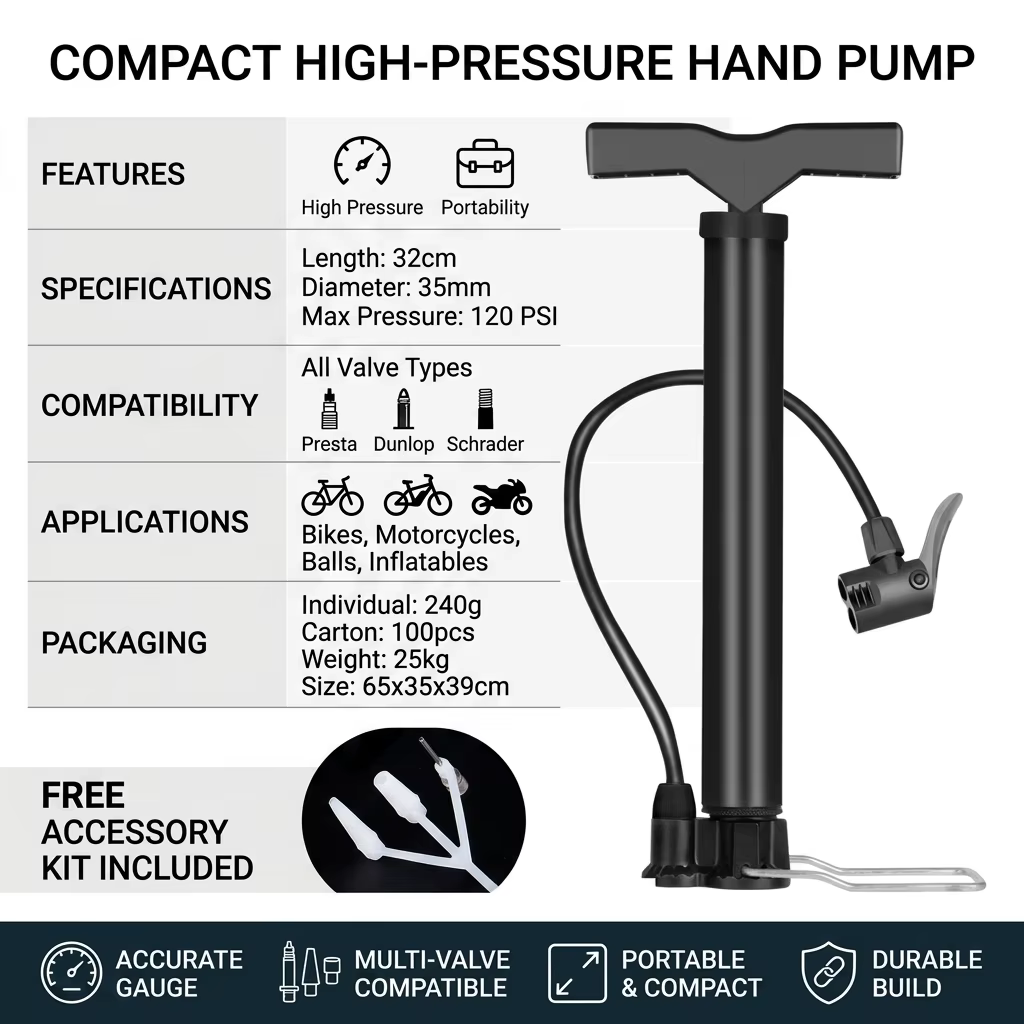 Pompe à air haute pression portable pour vélo