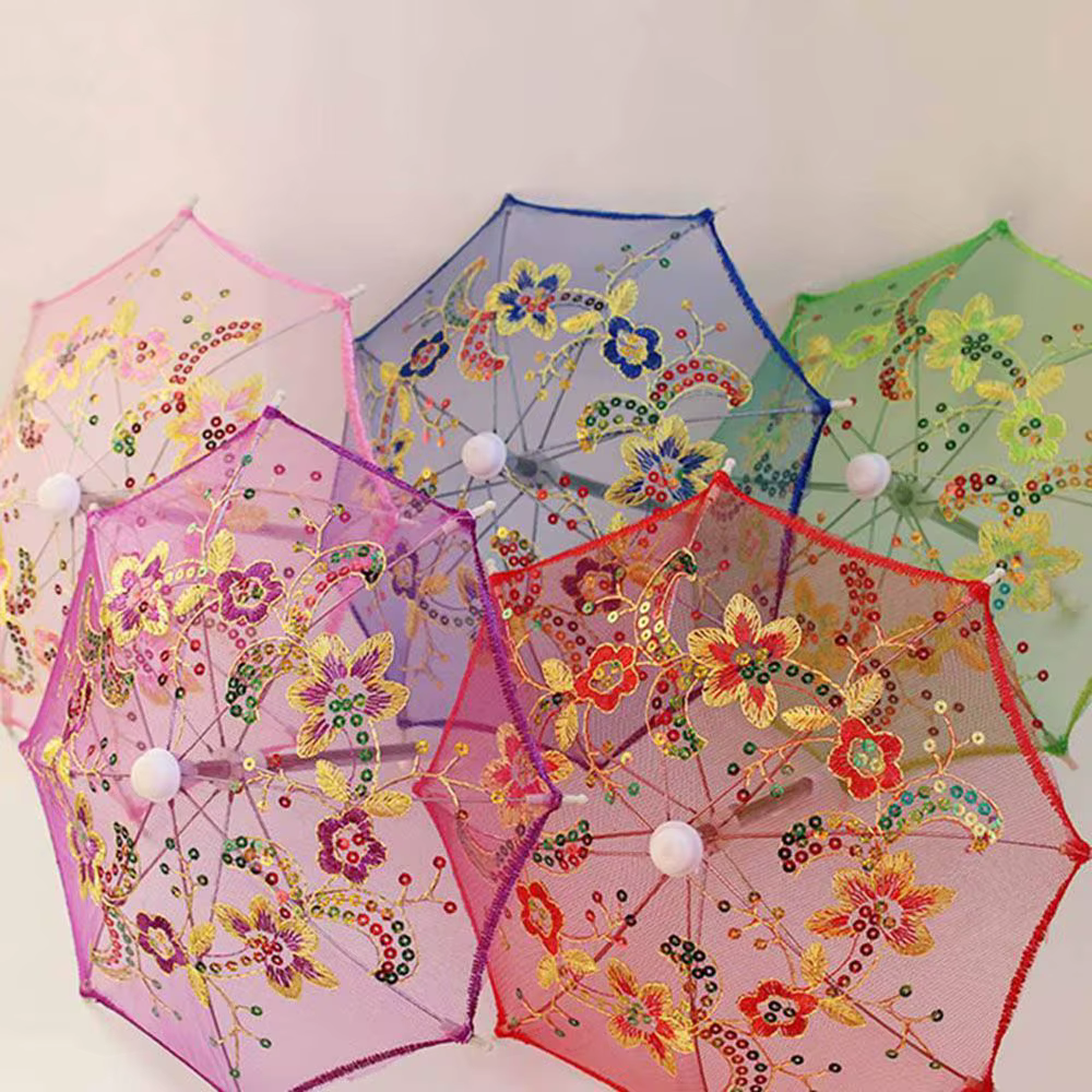 Mini parapluies brodés en dentelle pour bébés et enfants, accessoires de beurre faits à la main, plastique, cadeaux jouets pour filles