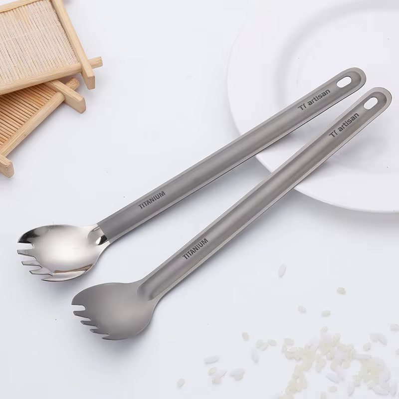Tiartisan – cuillère Spork à Long manche en titane, couverts, vaisselle ultralégère, vaisselle Portable d'extérieur, équipement de Camping