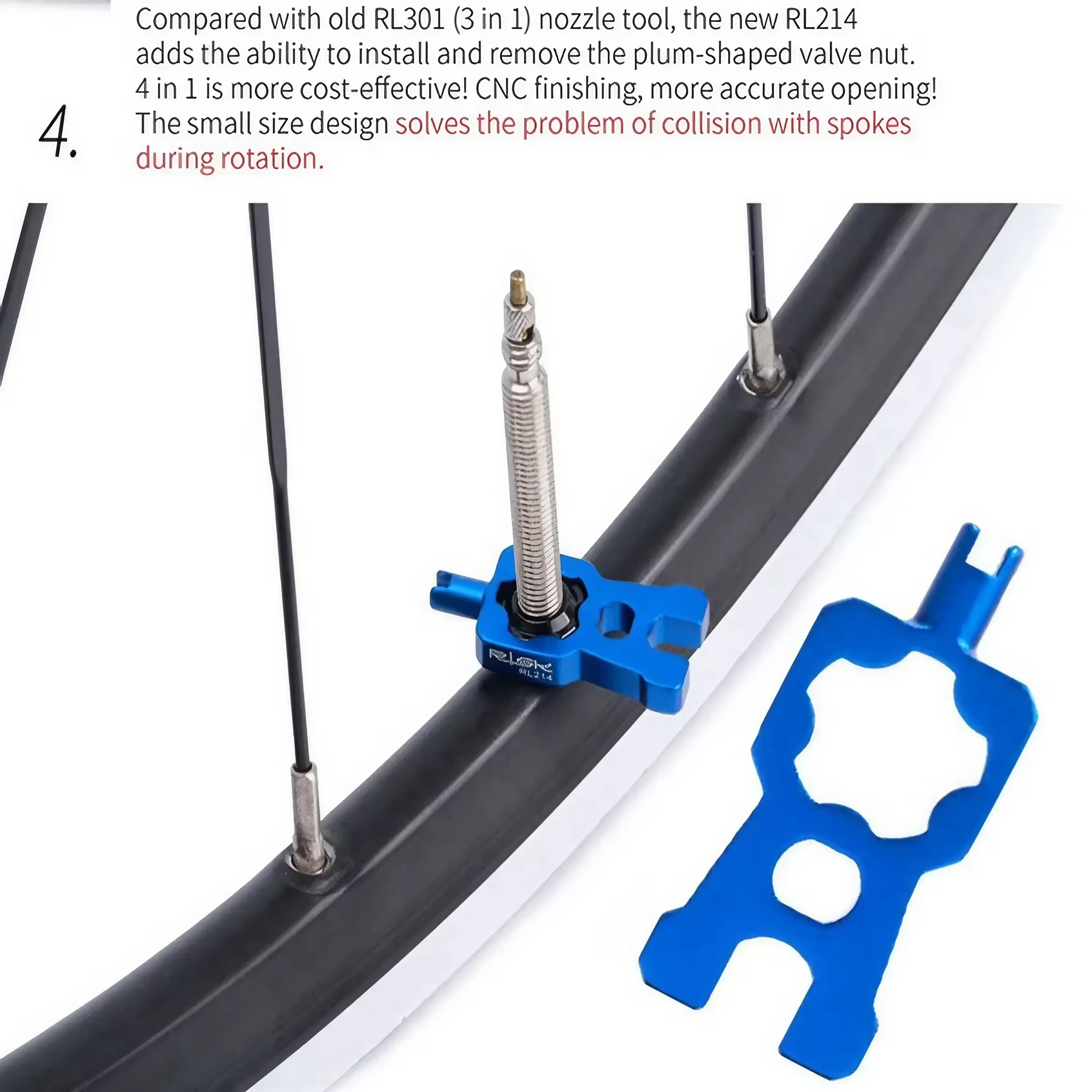 Outils de réparation portables de Valve de vélo 4 en 1