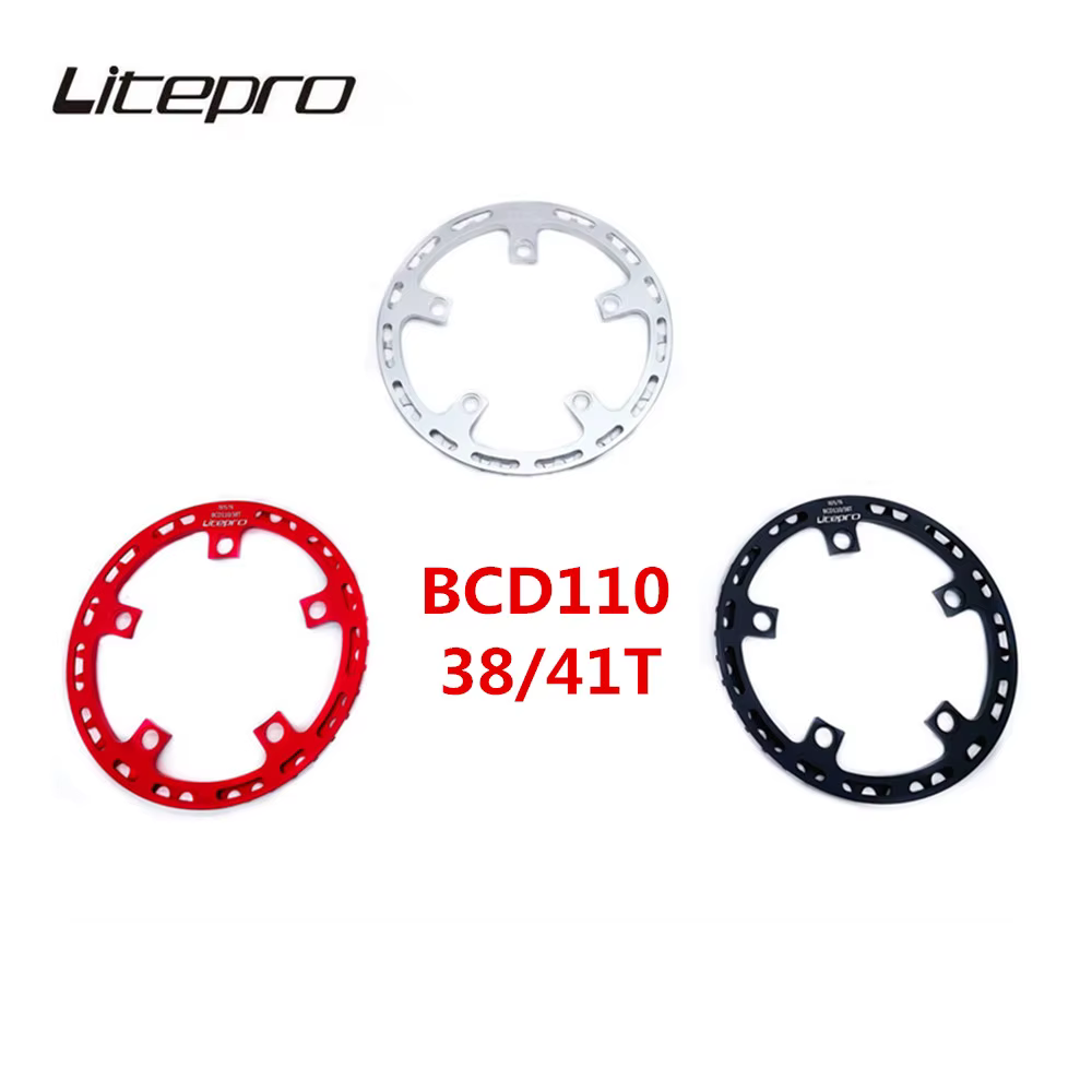 Litepro-Pignon Rond en Alliage d'Aluminium pour Vélo de Route, Pignon 38T/41T avec Protecteur, 7075/T6, BCD110