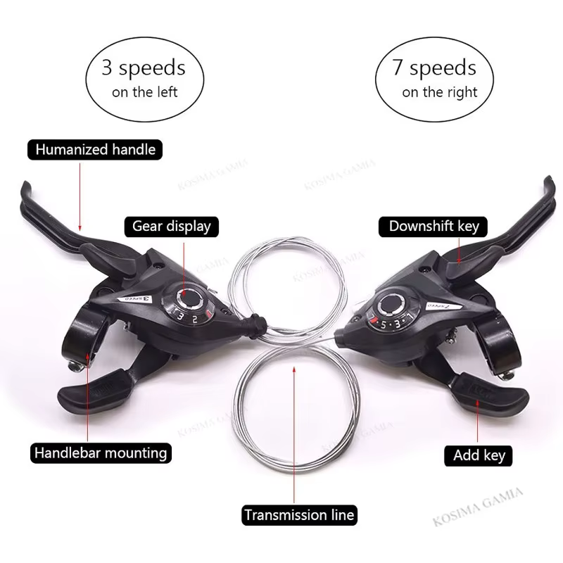 Manettes de vitesse et leviers de frein de vélo 3 x 7/8 21/24 vitesses avec indicateur